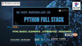 DAY 3 HTML -Basic, Elements, Attributes, Headings