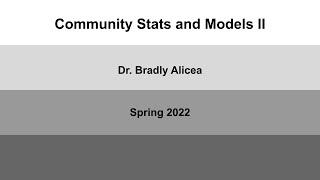 Community Stats and Models II