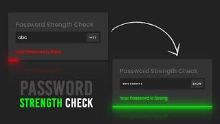 Password Strength Checker | Javascript Password Strength Meter With Regex