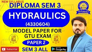 HYDRAULICS IMP MODEL PAPER 2 FOR GTU EXAM(4330604)|| HYDRAULICS IMP FOR DIPLOMA SEM 3 CIVIL #gtuimp