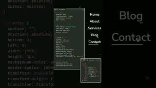 Menu hover animation with HTML & CSS || Menu underline effect with CSS #css #html #shorts