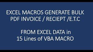 Macro Generate PDF from excel data | Excel Macro Generate Multiple PDFs | VBA to Generate Bulk PDF