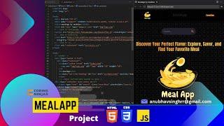 Meal App  Using HTML CSS JavaScript and Meal App API - Coding  Ninjas Project