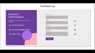 How to create responsive contact page using HTML and CSS | Tutorial for beginners.