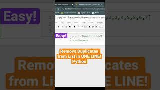 Remove Duplicates from List in One Line in Python! #shorts #python #programming #coding