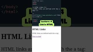 Link in HTML(Anchor tag) #webdevelopment #html #css #shorts #ytshorts