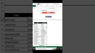 Unique | Sort | Excel #excel #exceltips #exceltutorial #instagram #shorts #short #instreel #microsof