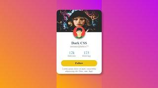 Profile Card UI Design using CSS #Shorts #css profile card #how to create profile card Using CSS