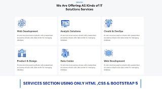 Responsive Services Section Using Only HTML ,CSS & BOOTSTRAP 5 || Aditya Jangir