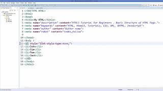 HTML5 Tutorial For Beginners 10  HTML Lists Ordered Lists, Unordered Lists, Definition Lists