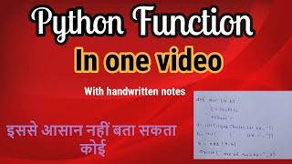 How to create a function using python | Function in python in hindi | python function in one video |