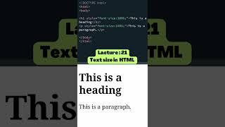 Font-size in HTML #html #css #html5 #css3 #coding #webdevelopment #shorts