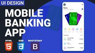 UI Design Tutorial - Banking App | HTML CSS BOOTSTRAP Speed Coding