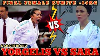 GOLD MEDAL ???? FINAL FEMALE KUMITE -50 KG  YORGELIS SALAZAR(VEN) VS SARA BAHMANYAR (IRI) KARATE1 BA