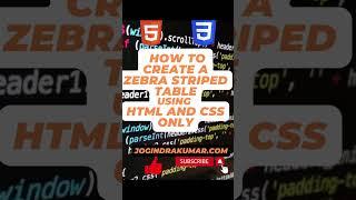 How to create a zebra striped table using Html & CSS only | HTML Tutorial #html #css #table #shorts