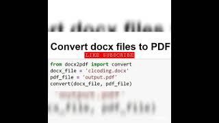 Convert DOCX files into PDF using PYTHON | #python #pdfconverter #blockchain #python编程  #datascience