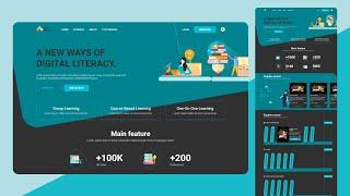 How to create responsive E-Learning landing page || HTML, CSS & Vanila Js.