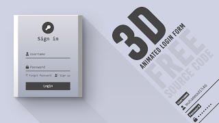 Animated Login Form with Source Code | 3D Login Page using Html CSS