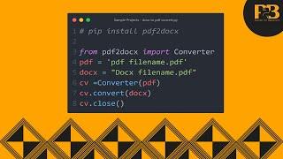 Convert PDF to Docx with Python 6 Line of Codes