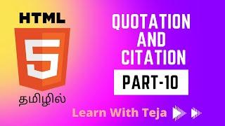 HTML Quotation and Citation Elements ll HTML Tutorial for Beginners in Tamil - 10 ll