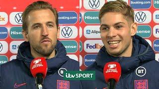 Harry Kane, Emile Smith Rowe and Jude Bellingham discuss England qualifying for the World Cup