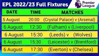 English Premier League 2022/23 Full Fixtures & Schedule | EPL Fixtures 2022/23