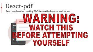 Nextjs and React PDF Tutorial: WATCH THIS BEFORE STARTING YOUR PDF