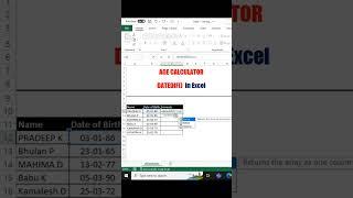 #excel #shorts #msexcel #office365 #agecalculation #calculator #exceltricks #exceltips #exceltutoria