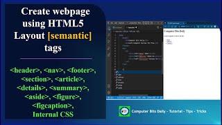 Create webpage using HTML5 semantic tags | HTML5 Layout  [ Example ] | SWPD 4311603