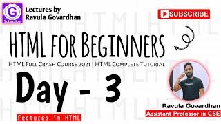 [HTML in Telugu]: Features of HTML | HTML Features | HTML5 Features | HTML Crash Course | Day - 3