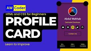 How to make a business Profile card using HTML and CSS | Guide with AW Coder