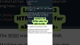 abbr in HTML #html #css #html5 #css3 #coding #webdevelopment #shorts