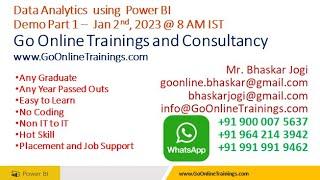 01 Power BI Demo Part1 - Feb 1st 2023 | Bhaskar Jogi | Go Online Trainings | 90000 75637