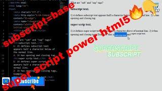 SUPER SCRIPT and SUBSCRIPT tags. HTML5 tutorial for beginners. lecture #13 "sub" "sup" tags.