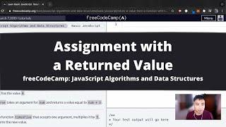 Assignment with a Returned Value (Basic JavaScript) freeCodeCamp tutorial