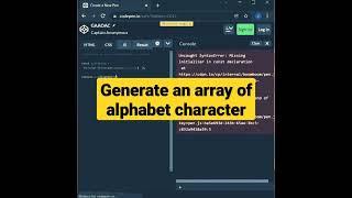 generate an array of alphabet character | javascript tutorial #shorts #html #javascript