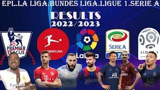 English Premier League | German Bundesliga | Ligue 1 | La Liga | Serie A Results | 2022/23