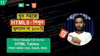 HTML Tables for Beginners | Part-11 | Html5 tutorial for beginners in bangla