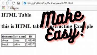 HTML Table Tutorial for Beginners | Very Simple || #makeeasy