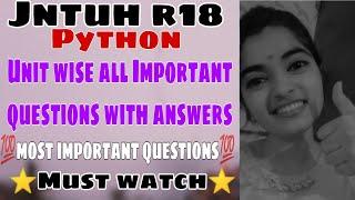 jntuh r18 python programming all units important questions with answers ????????????????