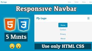 How to Create Responsive Navigation Bar using HTML and CSS | Responsive Navbar Tutorial in 2022 #css