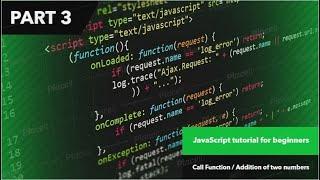 JavaScript tutorial for beginners |tutorial #03| Call Function / Add Two Numbers