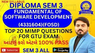 FUNDAMENTAL OF SOFTWARE DEVELOPMENT(4331604) TOP 20 MIMP QUESTION FOR GTU EXAM || DIPLOMA SEM 3 IT