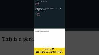 Hide Inline Content in HTML #html #css #html5 #css3 #coding #webdevelopment #shorts