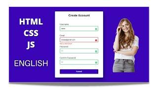 Javascript Form Validation In English | HTML,CSS & Javascript Project For Beginners |