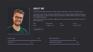 Responsive Portfolio Website's About Me Section Using HTML & CSS | About Me Page