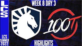 TL vs 100 Highlights | LCS Summer 2022 W8D3 | Team Liquid vs 100 Thieves