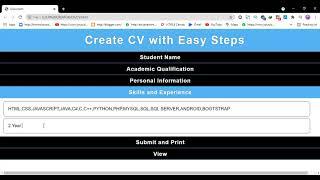 CV/Resume Creator Website Using HTML CSS JavaScript Project