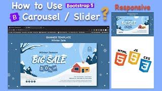 How to use Bootstrap Carousel in HTML || How to use Bootstrap 5 slider in HTML || B CODER