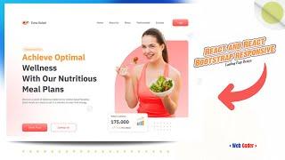 React and React Bootstrap responsive landing page design. webcoder, web coder